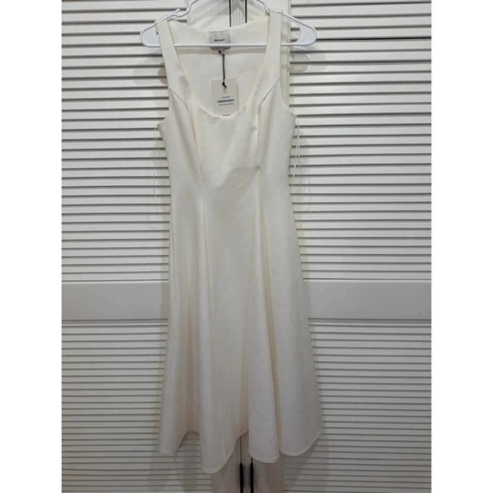 Reformation Mikol Knit Dress Ivory White Scoop Neck Midi Fit Flare NEW - Picture 3 of 7